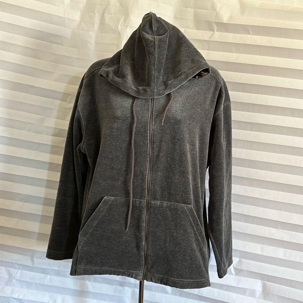 NYL Wear New York Gray Velour Full Zip Hoodie Women’s Size M Medium Jacket